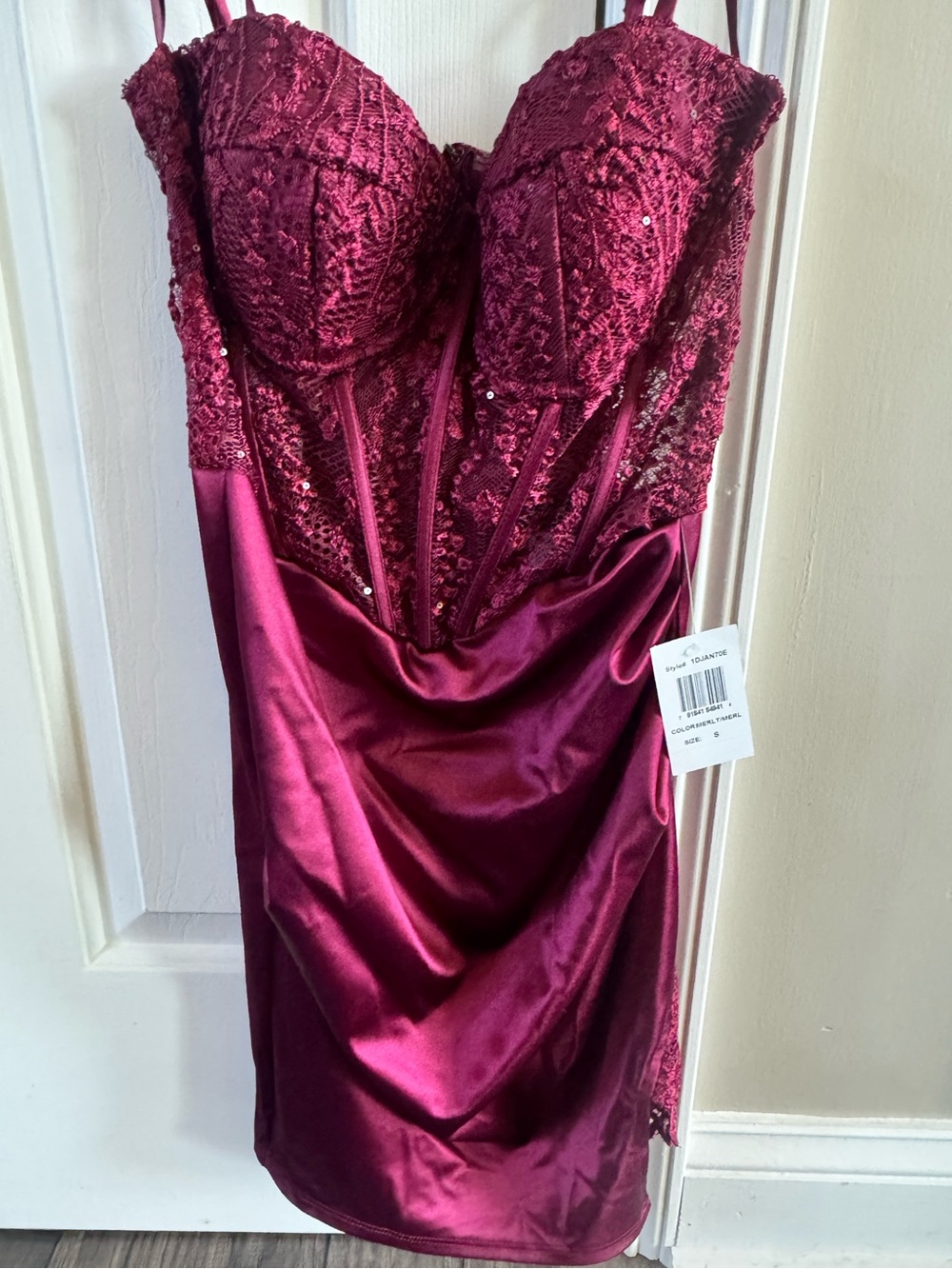 Burgundy Lace & Satin Corset Mini Dress